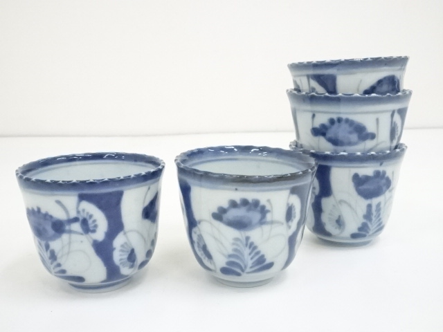 明治期 伊万里焼 染付草花文湯呑5客 | 宗 sou::お茶道具・着物のお店